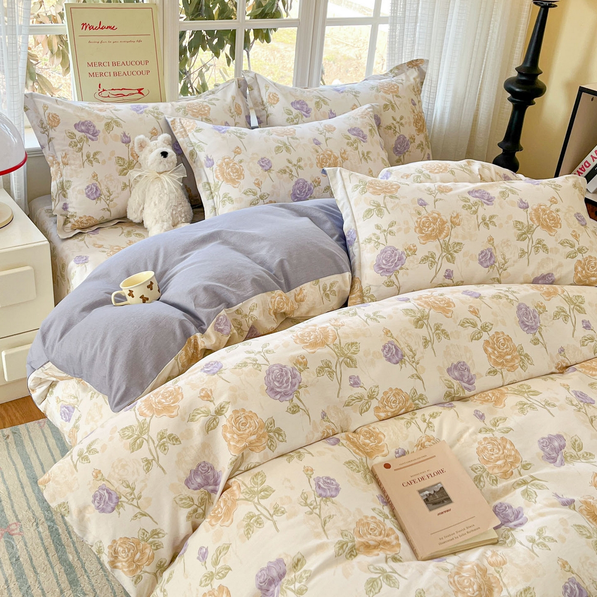 91家纺网 家纺一手货源 找家纺 铭成家纺 2026新款全棉印花小清新四件套（提供买家秀） 诗情画意