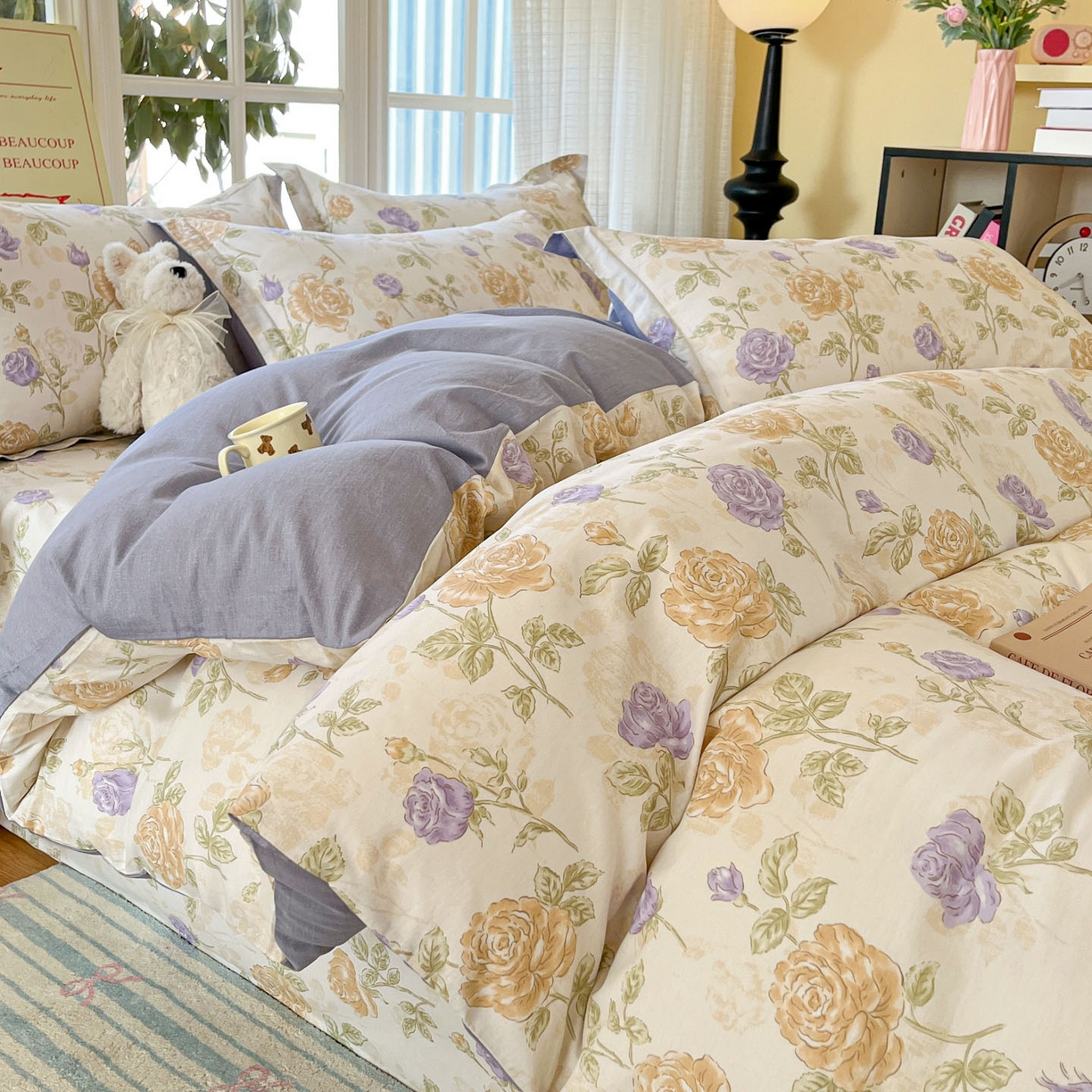 91家纺网 家纺一手货源 找家纺 铭成家纺 2026新款全棉印花小清新四件套（提供买家秀） 诗情画意