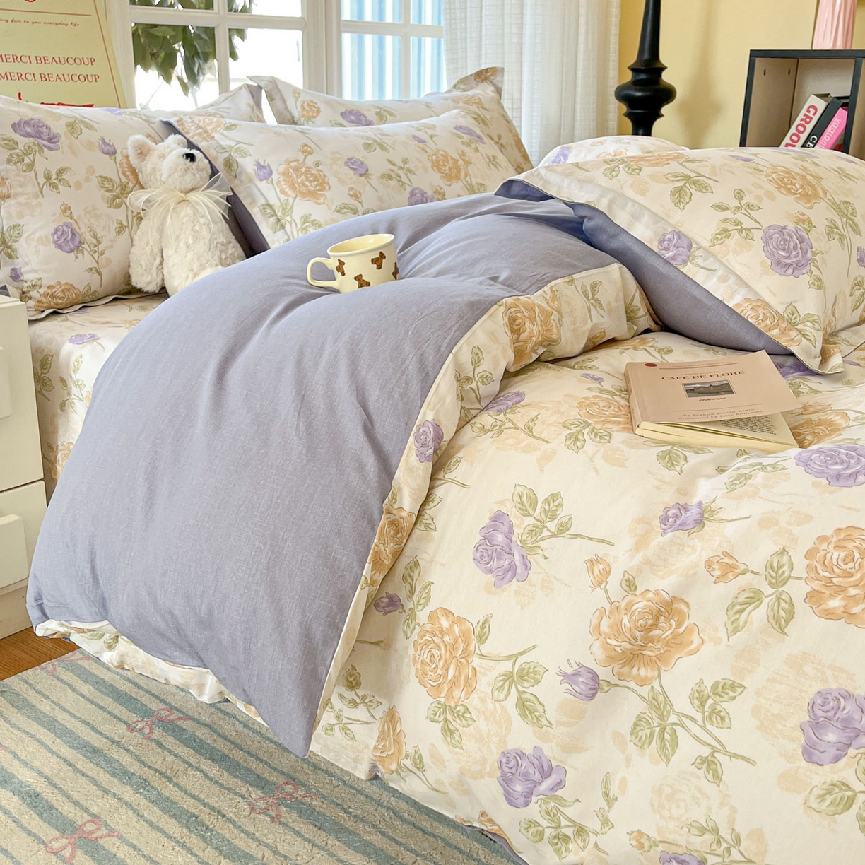 91家纺网 家纺一手货源 找家纺 铭成家纺 2026新款全棉印花小清新四件套（提供买家秀） 诗情画意