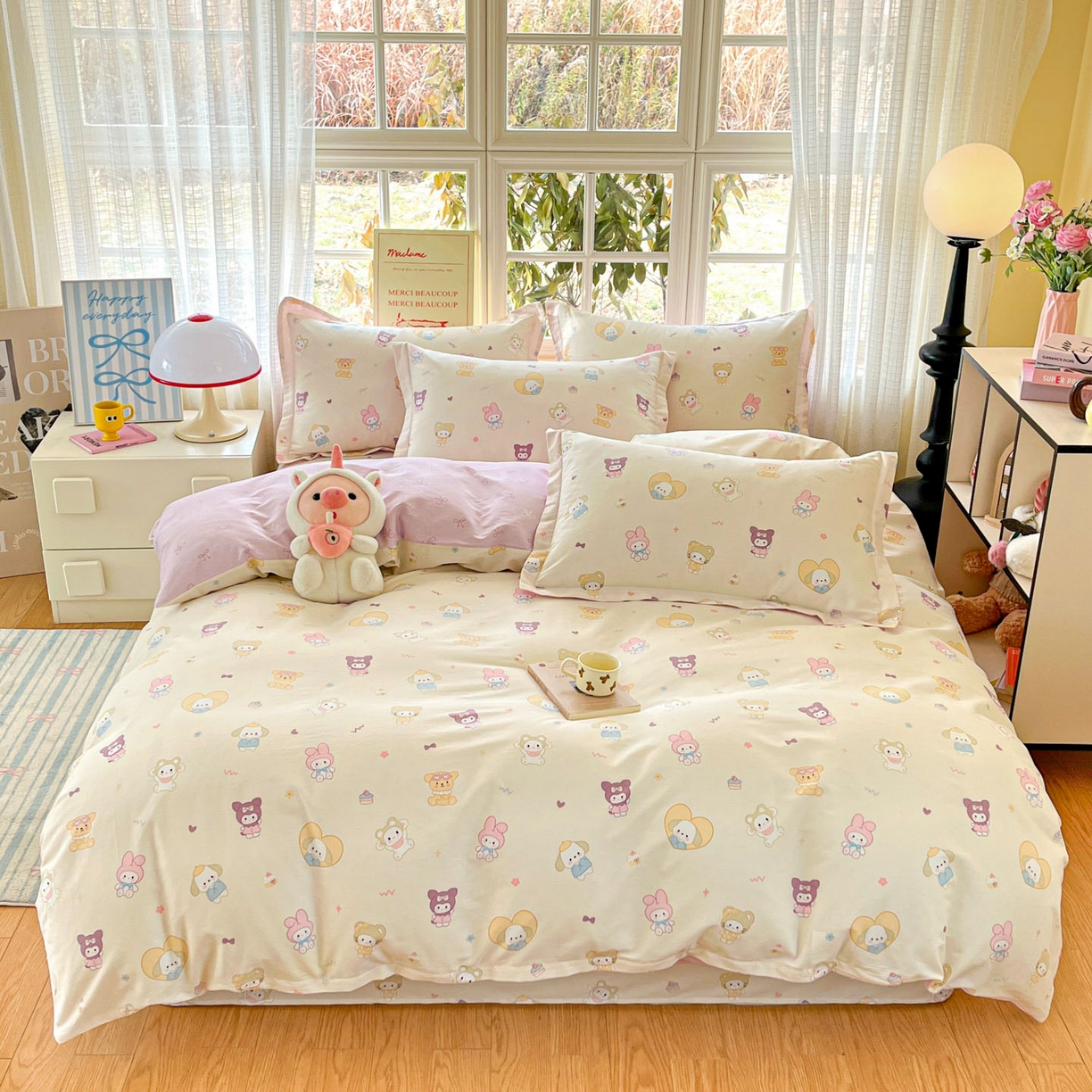 铭成家纺 2026新款全棉印花小清新四件套（提供买家秀） 糖果萌物园