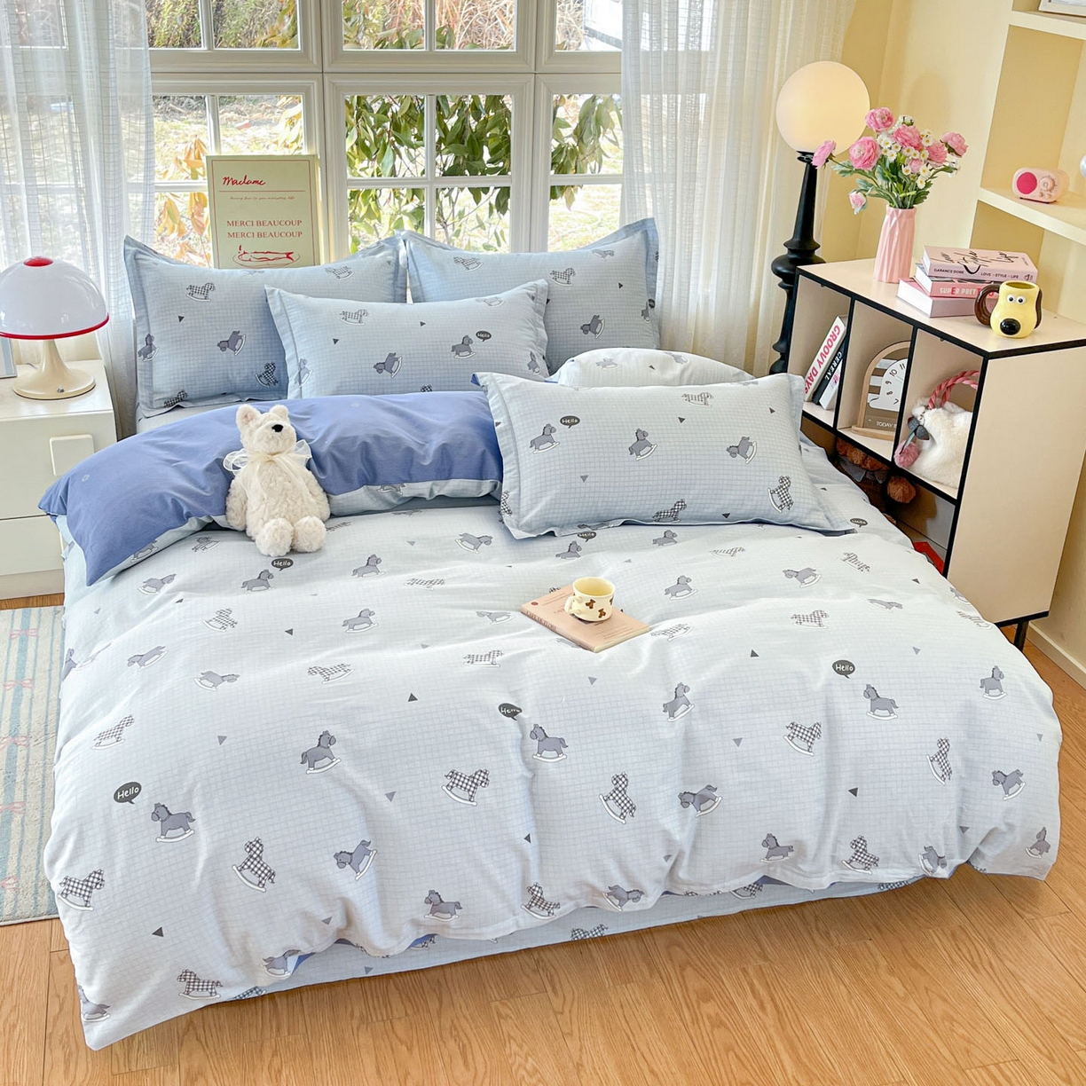 91家纺网 家纺一手货源 找家纺 铭成家纺 2026新款全棉印花小清新四件套（提供买家秀） 特洛伊木马