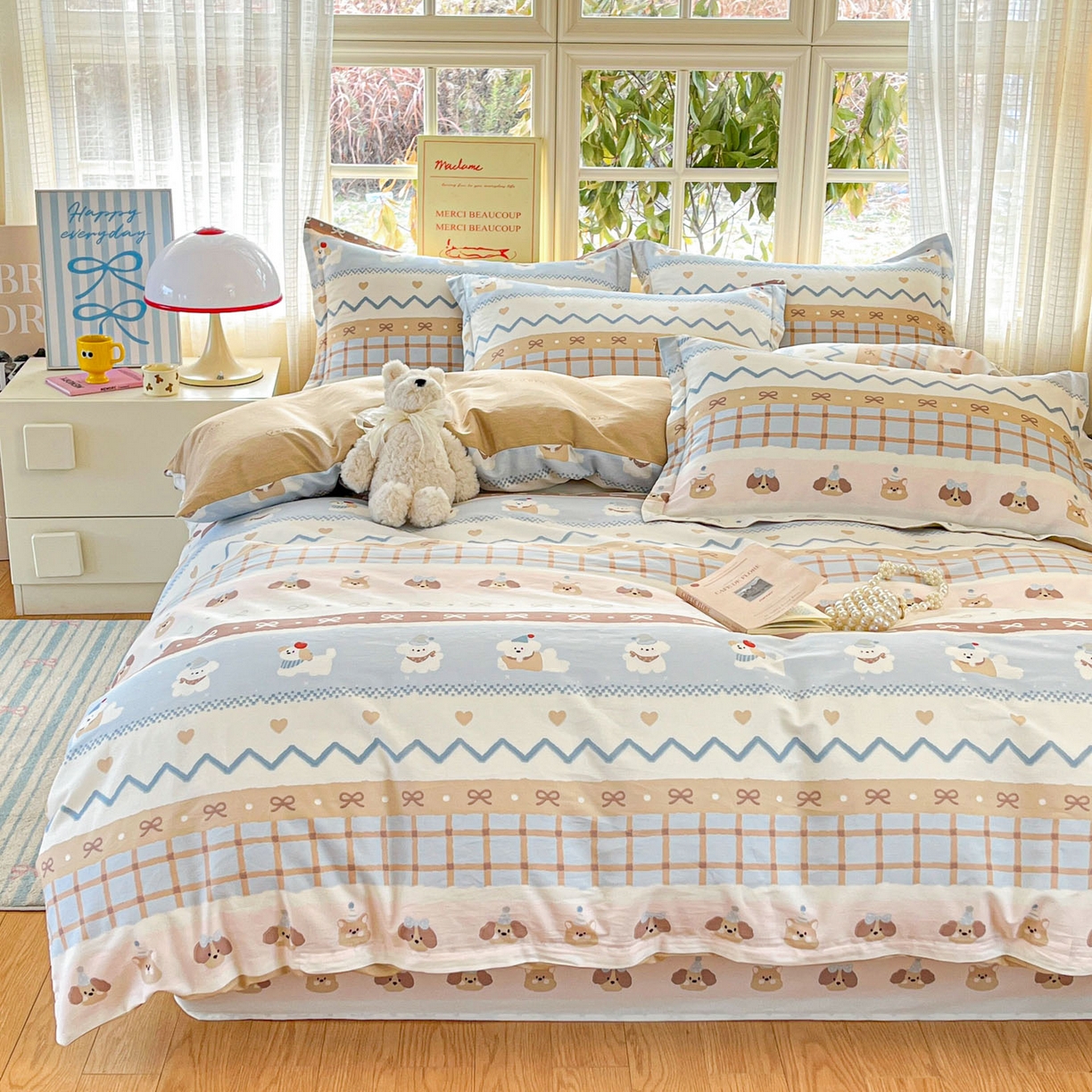 91家纺网 家纺一手货源 找家纺 铭成家纺 2026新款全棉印花小清新四件套（提供买家秀） 甜心伙伴