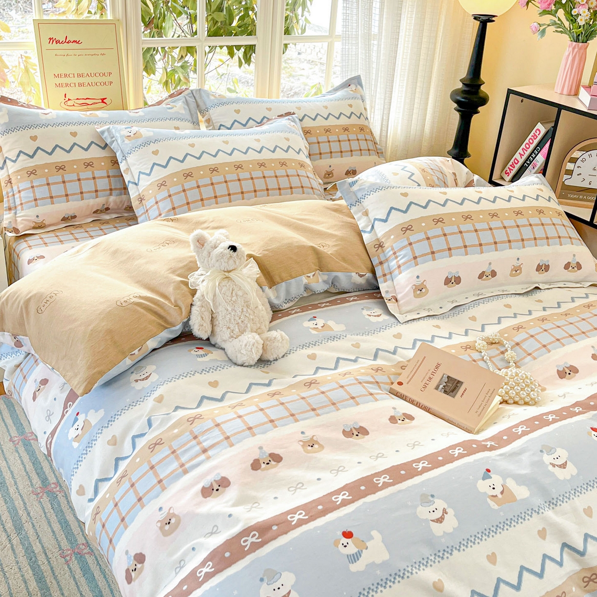 91家纺网 家纺一手货源 找家纺 铭成家纺 2026新款全棉印花小清新四件套（提供买家秀） 甜心伙伴