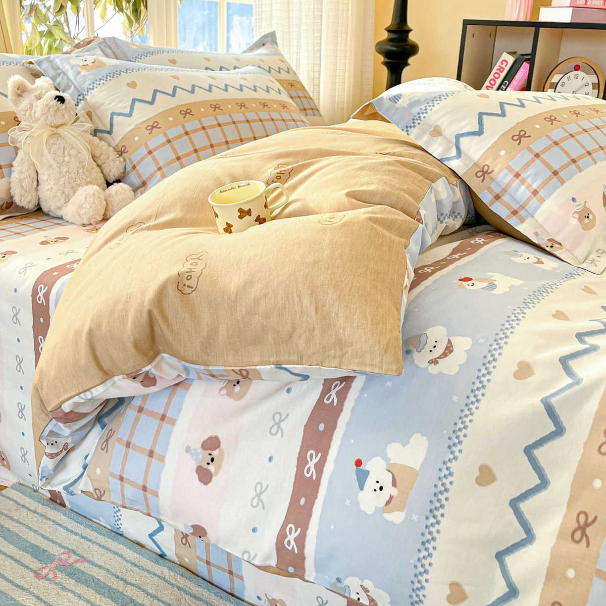 91家纺网 家纺一手货源 找家纺 铭成家纺 2026新款全棉印花小清新四件套（提供买家秀） 甜心伙伴