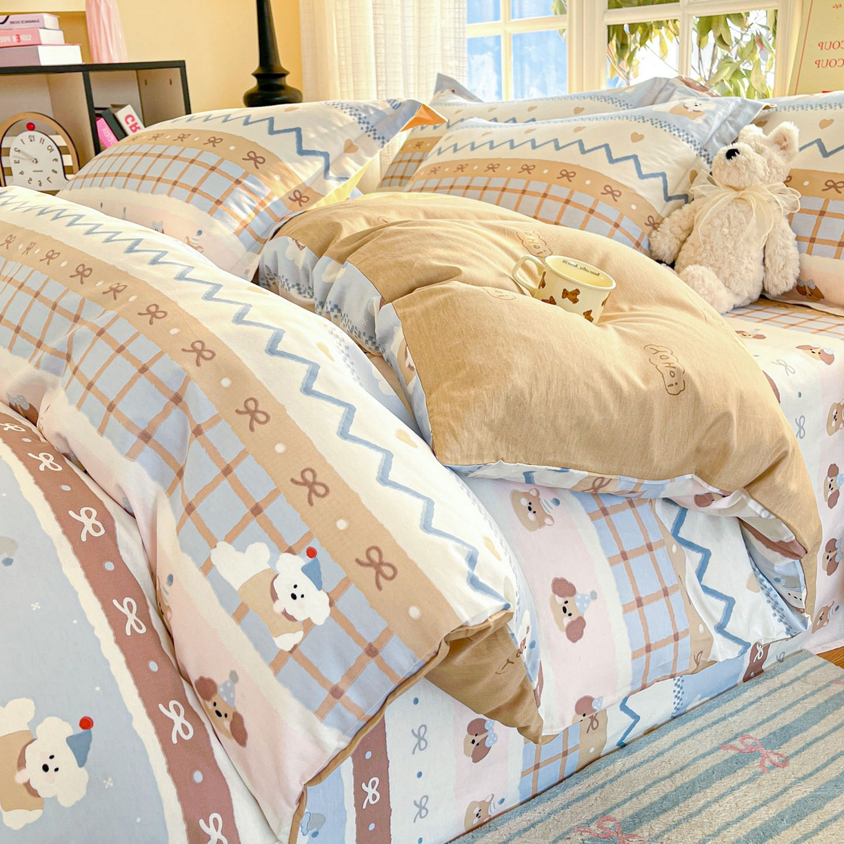 91家纺网 家纺一手货源 找家纺 铭成家纺 2026新款全棉印花小清新四件套（提供买家秀） 甜心伙伴