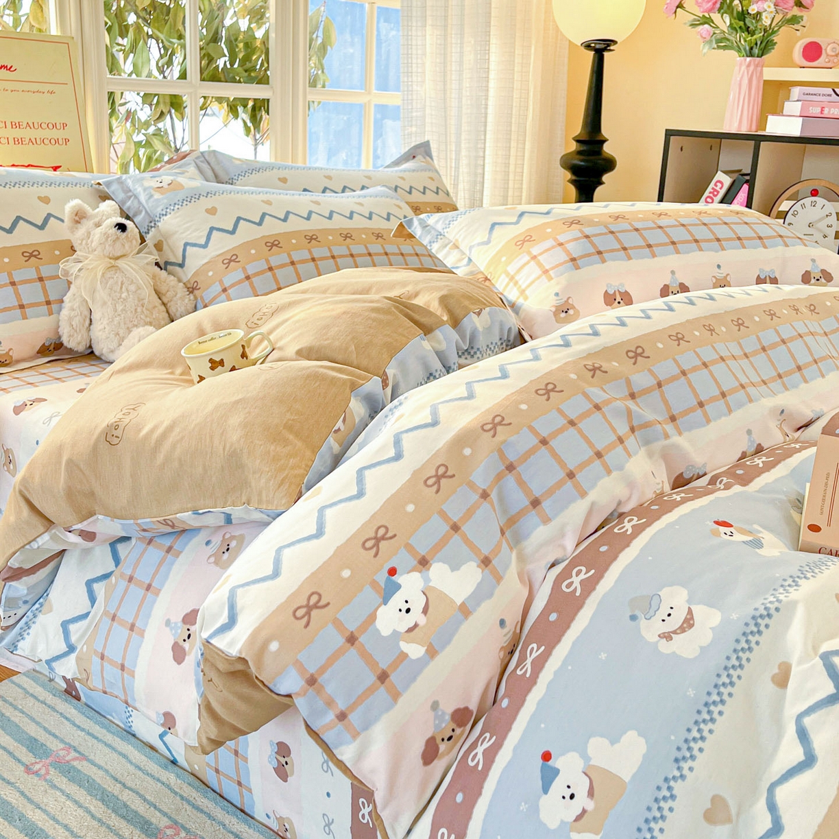 91家纺网 家纺一手货源 找家纺 铭成家纺 2026新款全棉印花小清新四件套（提供买家秀） 甜心伙伴