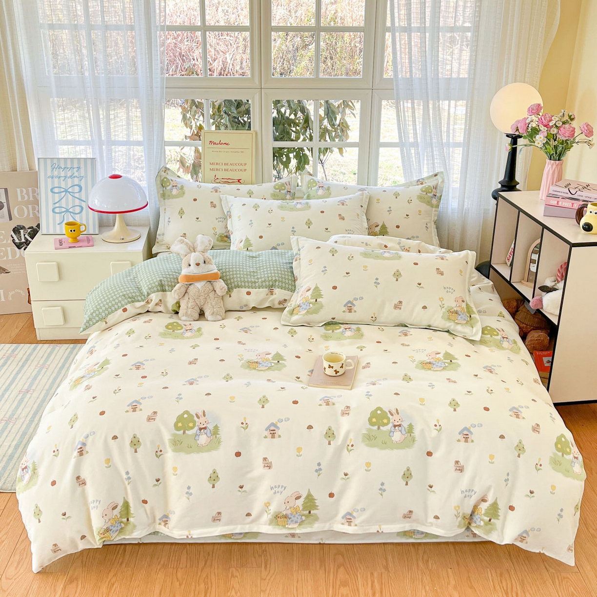 铭成家纺 2026新款全棉印花小清新四件套（提供买家秀） 兔子探险