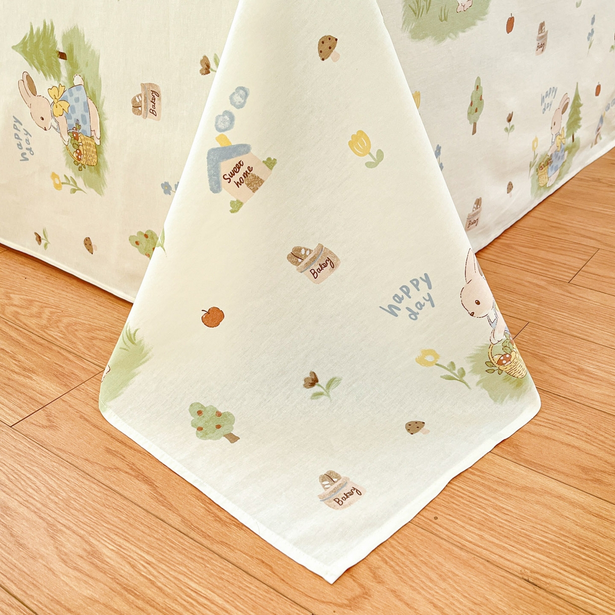 91家纺网 家纺一手货源 找家纺 铭成家纺 2026新款全棉印花小清新四件套（提供买家秀） 兔子探险