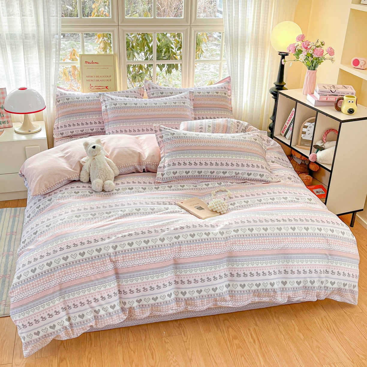 91家纺网 家纺一手货源 找家纺 铭成家纺 2026新款全棉印花小清新四件套（提供买家秀） 心软曲奇