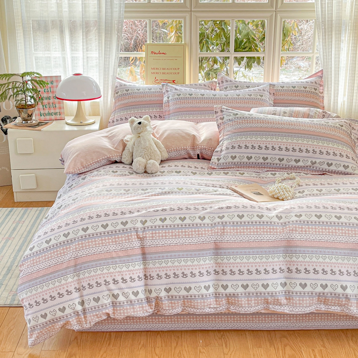 91家纺网 家纺一手货源 找家纺 铭成家纺 2026新款全棉印花小清新四件套（提供买家秀） 心软曲奇