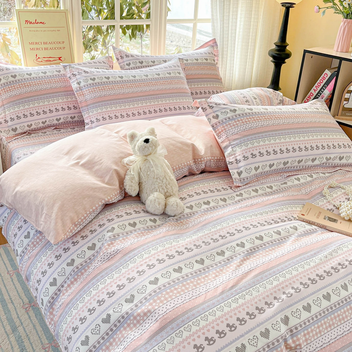 91家纺网 家纺一手货源 找家纺 铭成家纺 2026新款全棉印花小清新四件套（提供买家秀） 心软曲奇