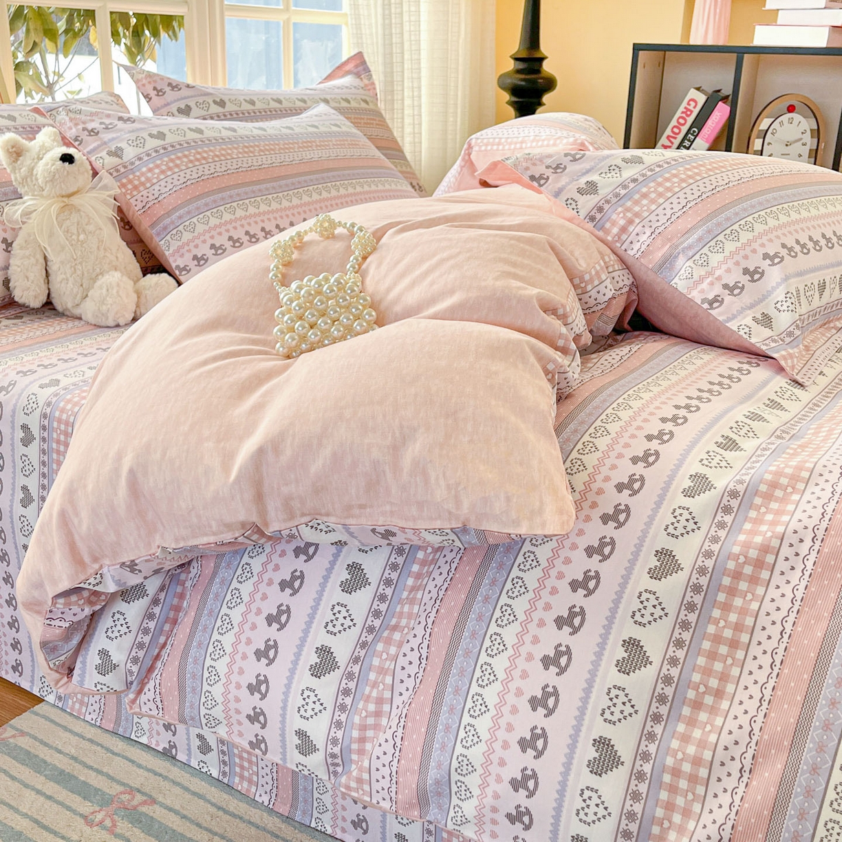 91家纺网 家纺一手货源 找家纺 铭成家纺 2026新款全棉印花小清新四件套（提供买家秀） 心软曲奇