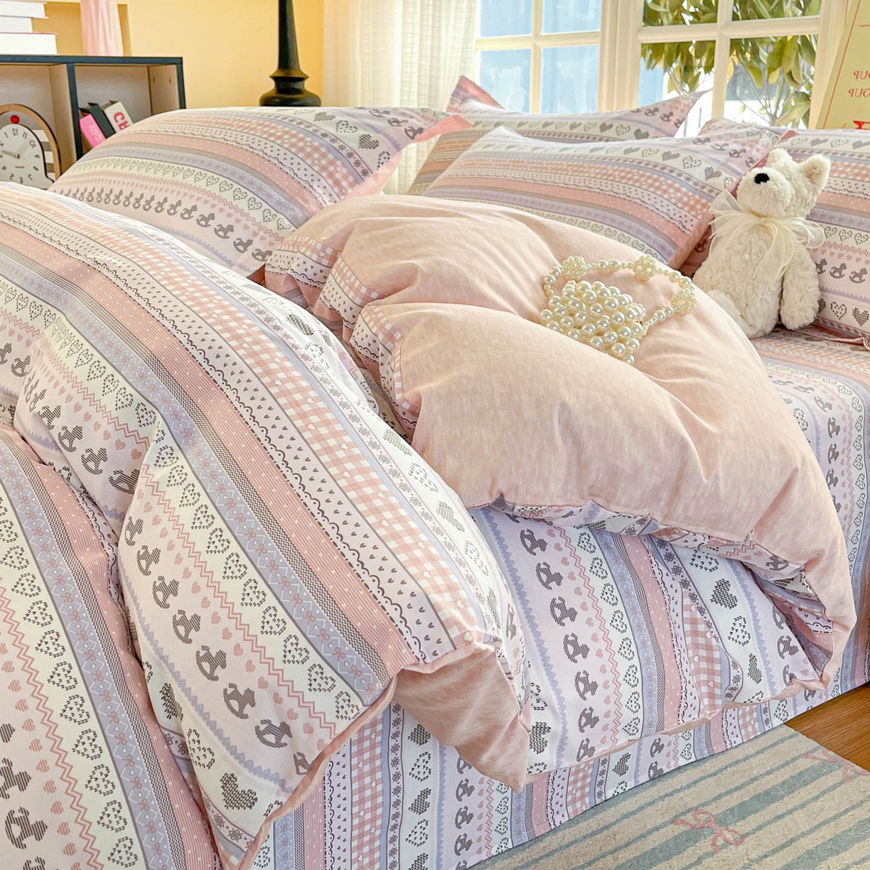 91家纺网 家纺一手货源 找家纺 铭成家纺 2026新款全棉印花小清新四件套（提供买家秀） 心软曲奇