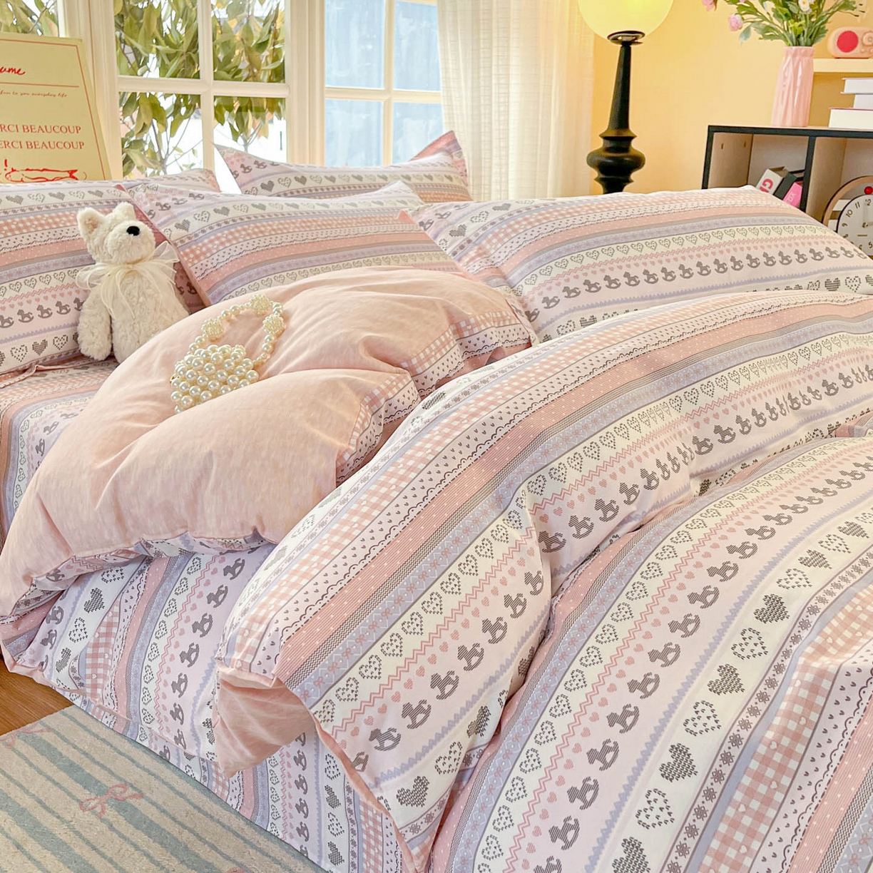 91家纺网 家纺一手货源 找家纺 铭成家纺 2026新款全棉印花小清新四件套（提供买家秀） 心软曲奇