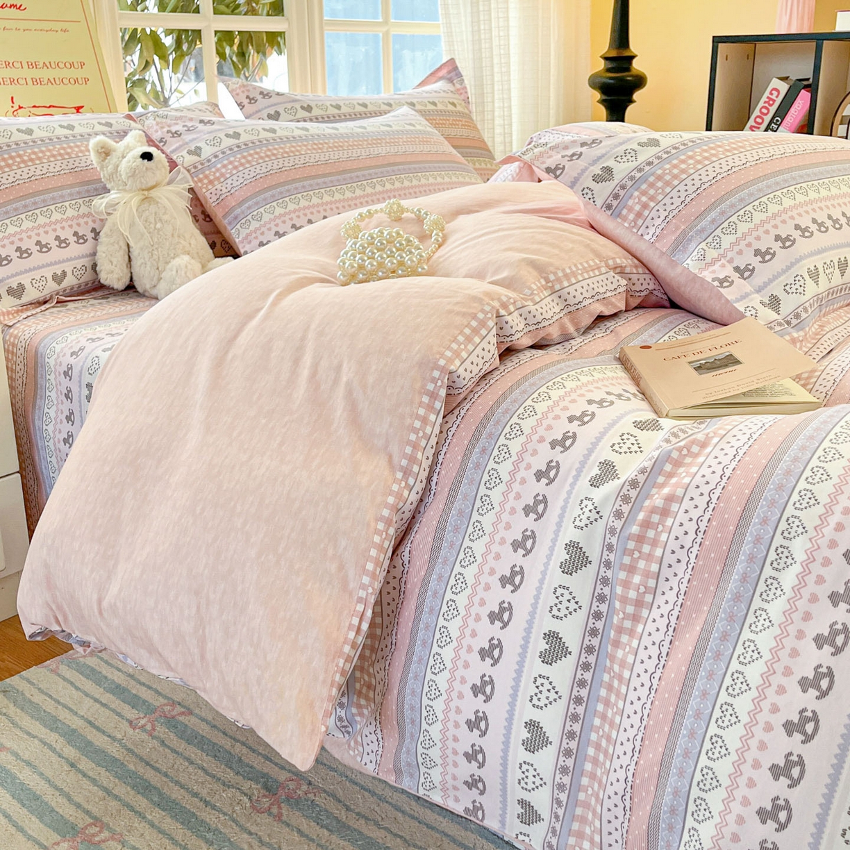 91家纺网 家纺一手货源 找家纺 铭成家纺 2026新款全棉印花小清新四件套（提供买家秀） 心软曲奇