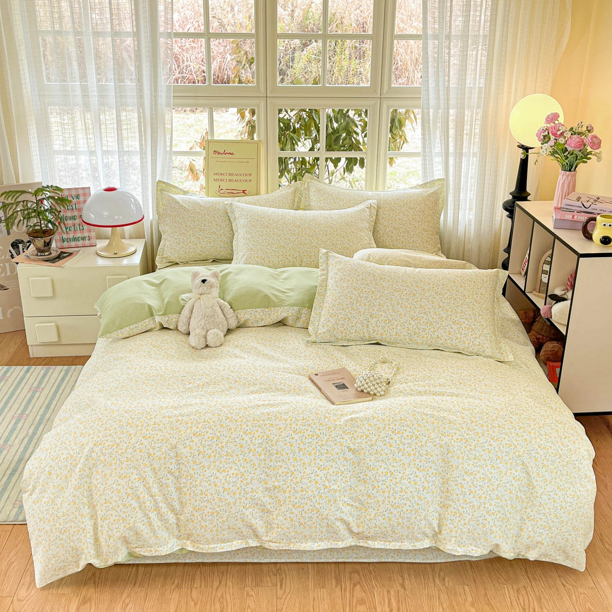 铭成家纺 2026新款全棉印花小清新四件套（提供买家秀） 杏曳