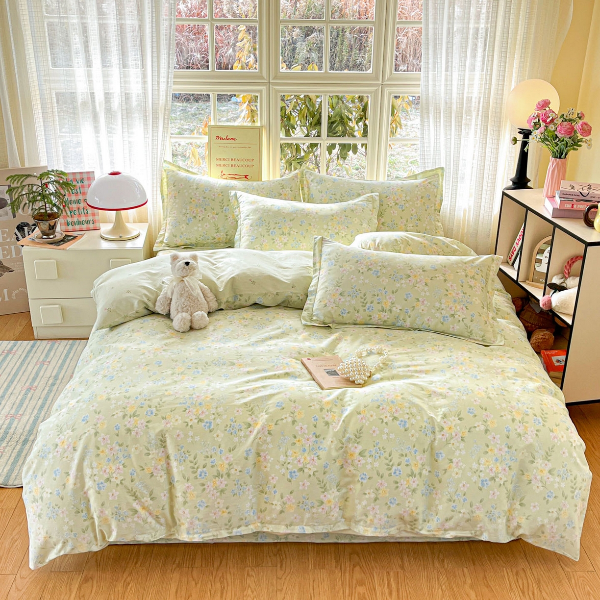 铭成家纺 2026新款全棉印花小清新四件套（提供买家秀） 徐徐花开