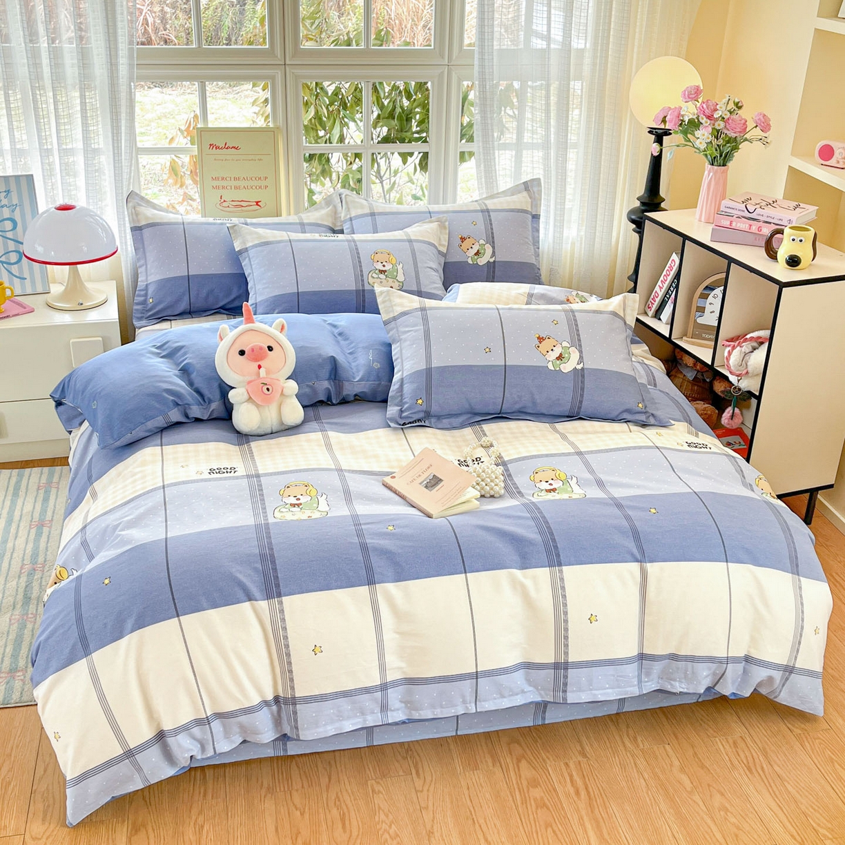 91家纺网 家纺一手货源 找家纺 铭成家纺 2026新款全棉印花小清新四件套（提供买家秀） 摇滚小狗