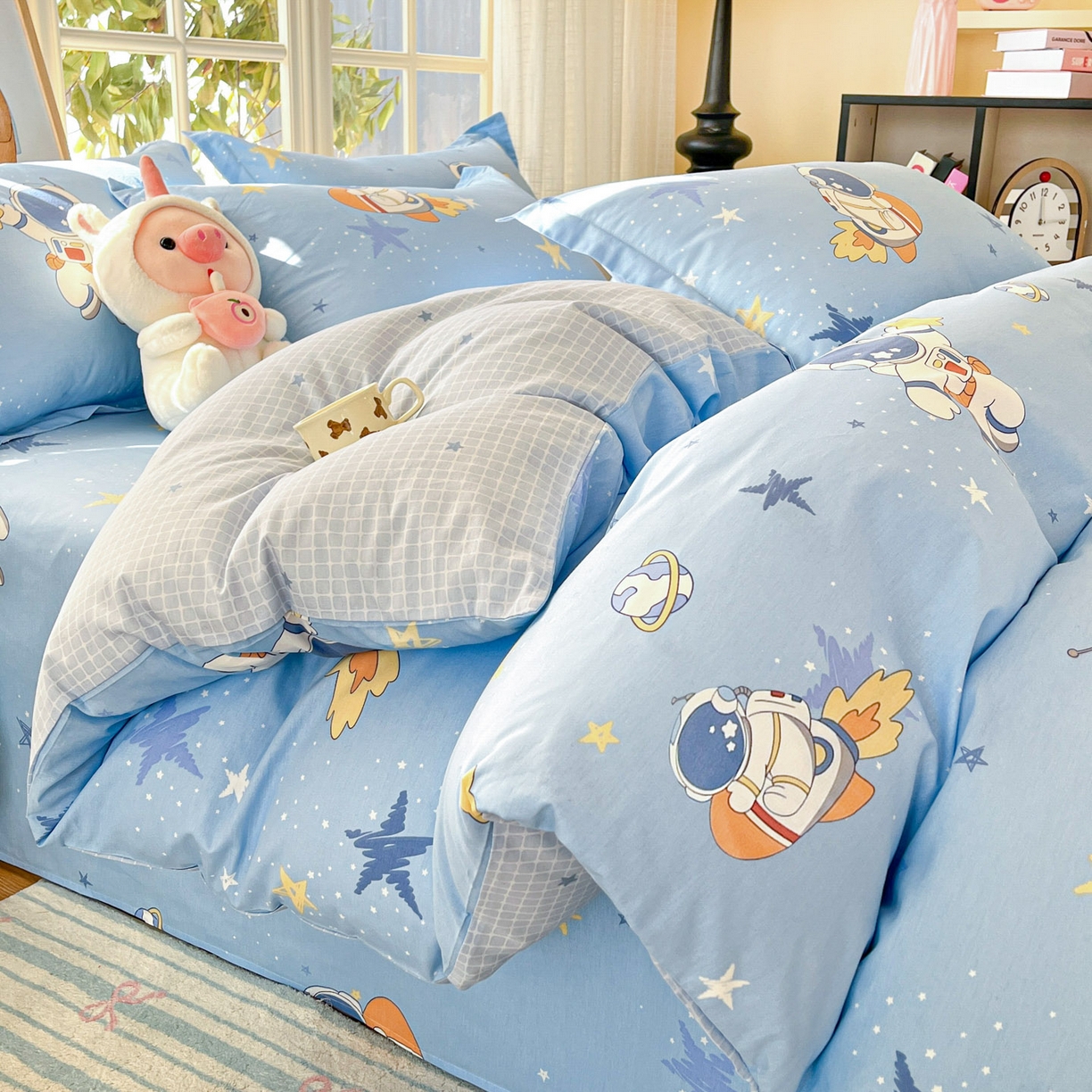 91家纺网 家纺一手货源 找家纺 铭成家纺 2026新款全棉印花小清新四件套（提供买家秀） 月球摘星