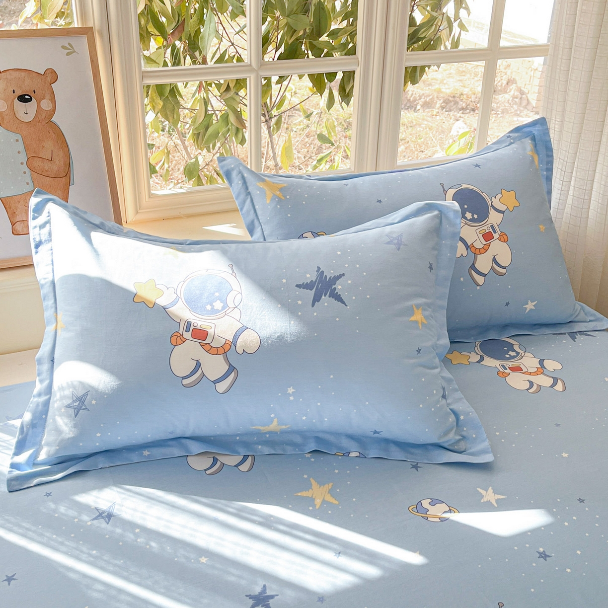 91家纺网 家纺一手货源 找家纺 铭成家纺 2026新款全棉印花小清新四件套（提供买家秀） 月球摘星