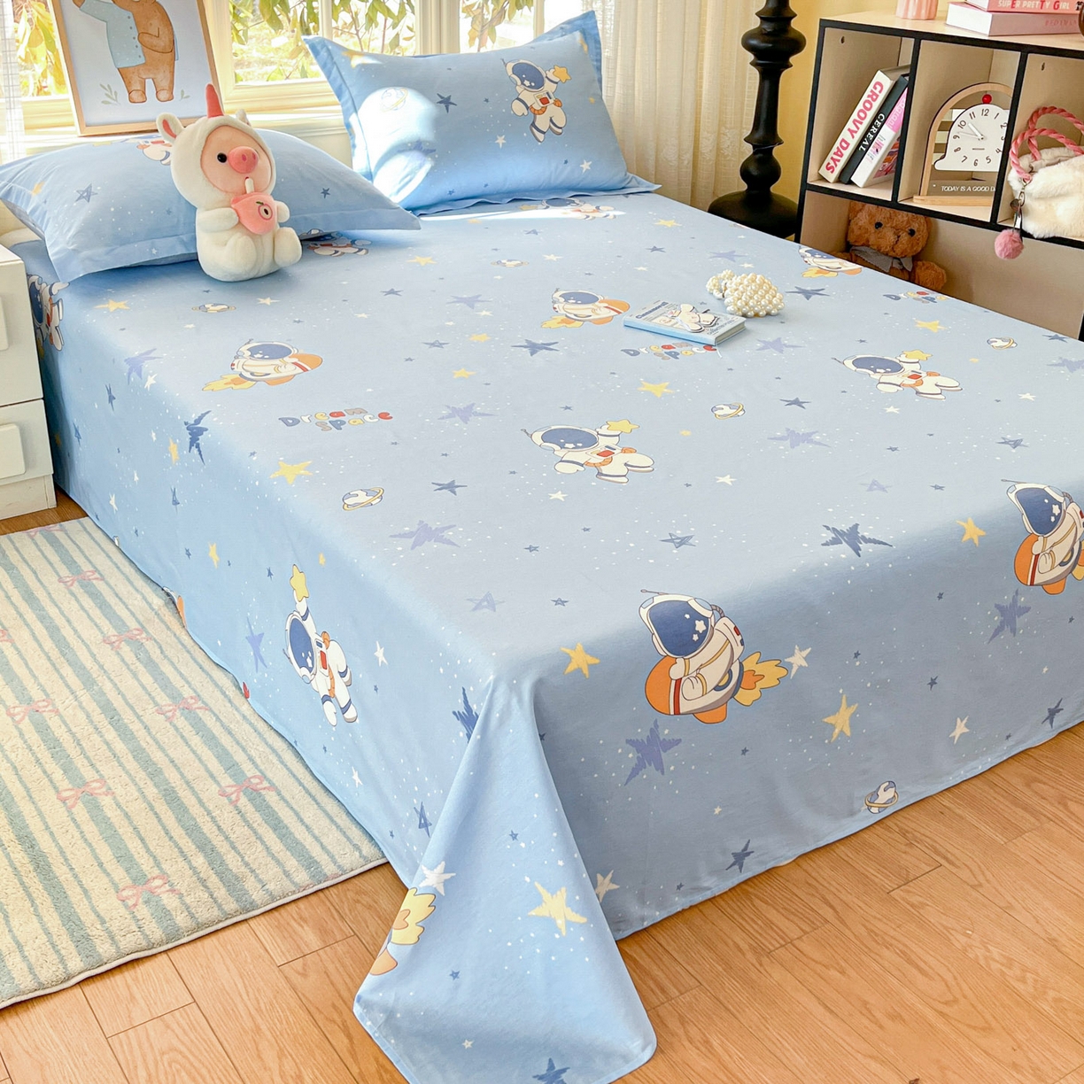 91家纺网 家纺一手货源 找家纺 铭成家纺 2026新款全棉印花小清新四件套（提供买家秀） 月球摘星