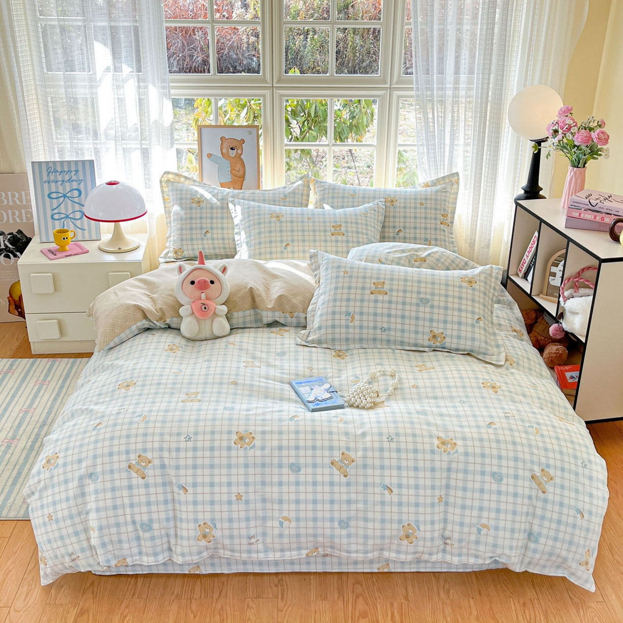 91家纺网 家纺一手货源 找家纺 铭成家纺 2026新款全棉印花小清新单被套（提供买家秀） 卡其小熊