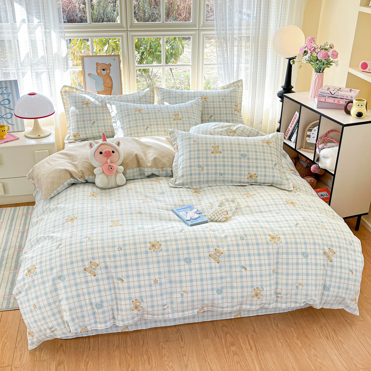 91家纺网 家纺一手货源 找家纺 铭成家纺 2026新款全棉印花小清新单被套（提供买家秀） 卡其小熊