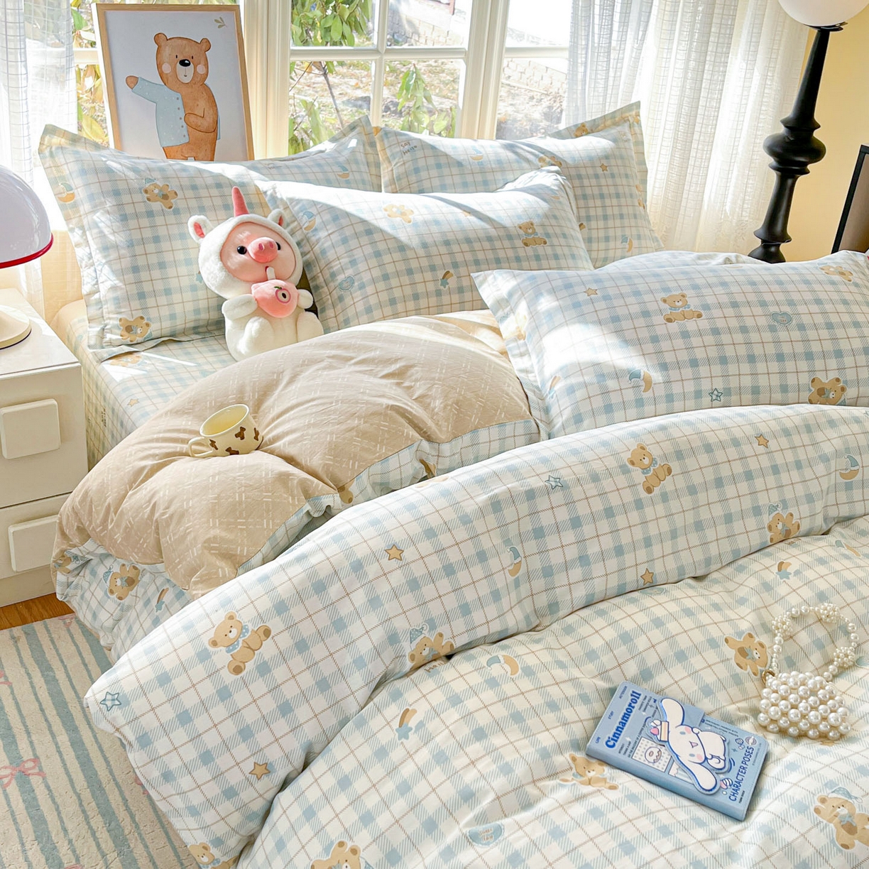 91家纺网 家纺一手货源 找家纺 铭成家纺 2026新款全棉印花小清新单被套（提供买家秀） 卡其小熊