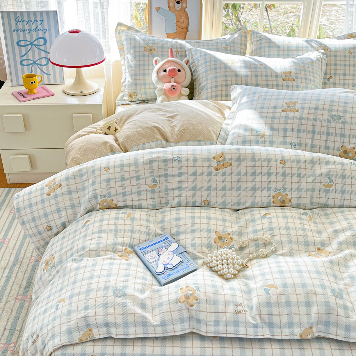 91家纺网 家纺一手货源 找家纺 铭成家纺 2026新款全棉印花小清新单被套（提供买家秀） 卡其小熊