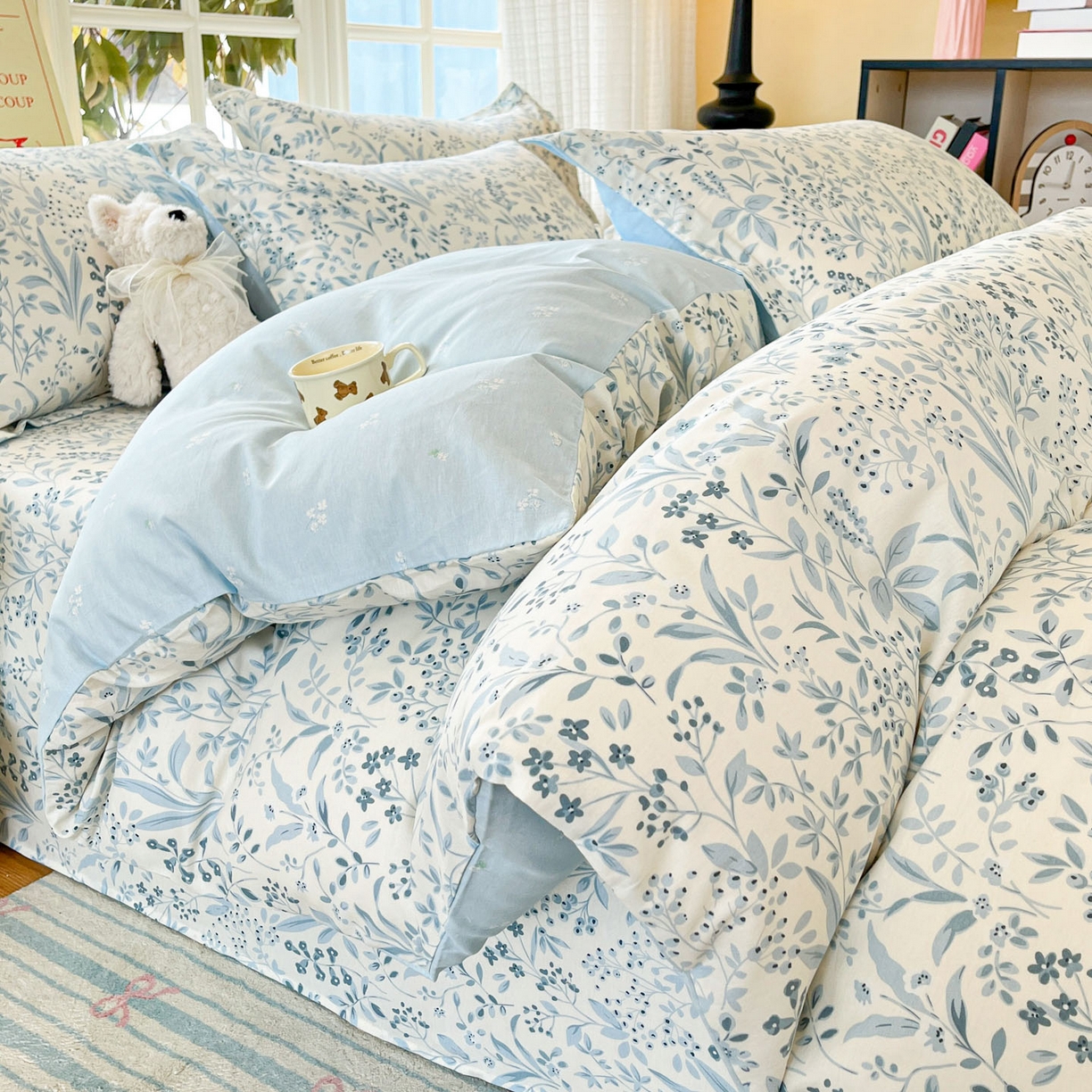铭成家纺 2026新款全棉印花小清新单被套（提供买家秀） 蓝沫