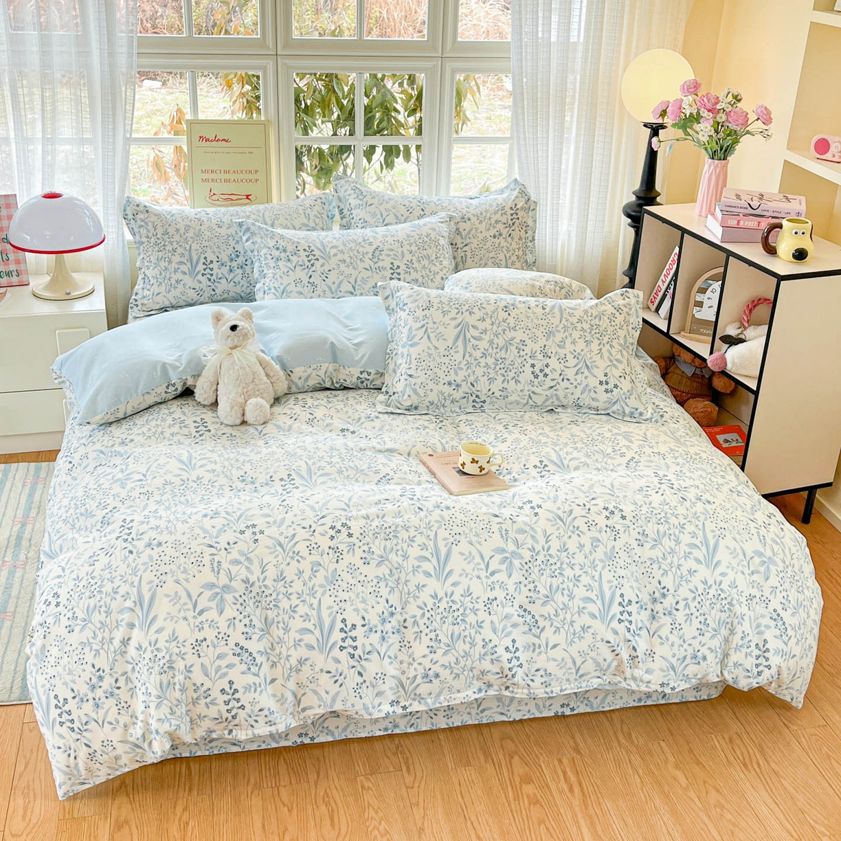 91家纺网 家纺一手货源 找家纺 铭成家纺 2026新款全棉印花小清新单被套（提供买家秀） 蓝沫