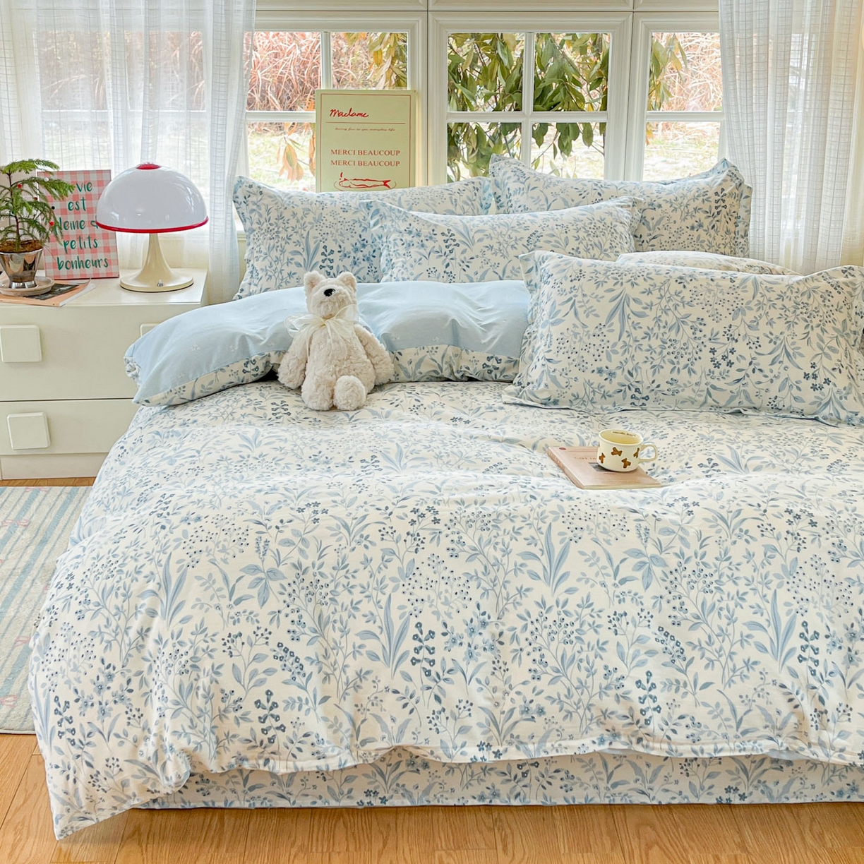 91家纺网 家纺一手货源 找家纺 铭成家纺 2026新款全棉印花小清新单被套（提供买家秀） 蓝沫