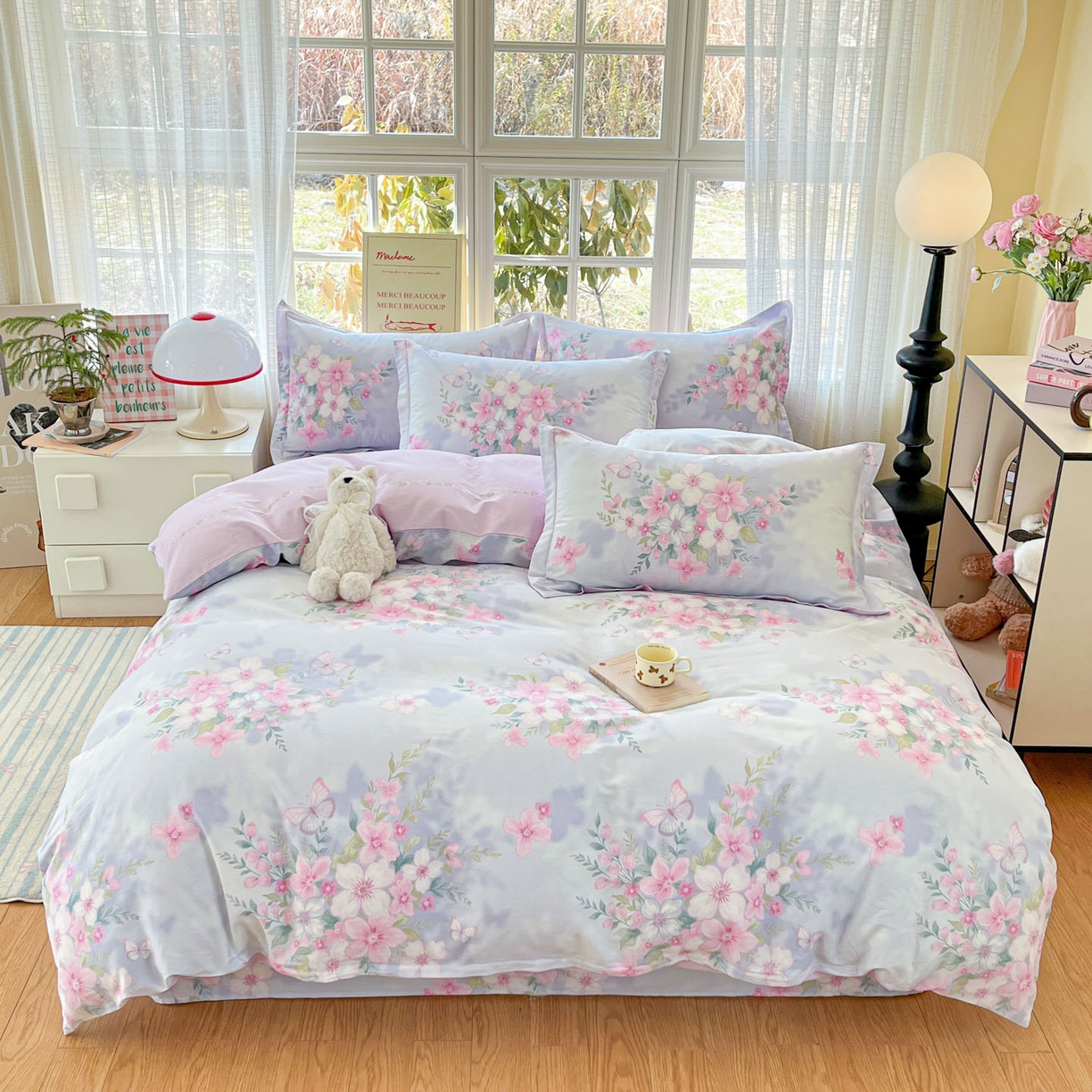 91家纺网 家纺一手货源 找家纺 铭成家纺 2026新款全棉印花小清新单被套（提供买家秀） 恋蝶花香