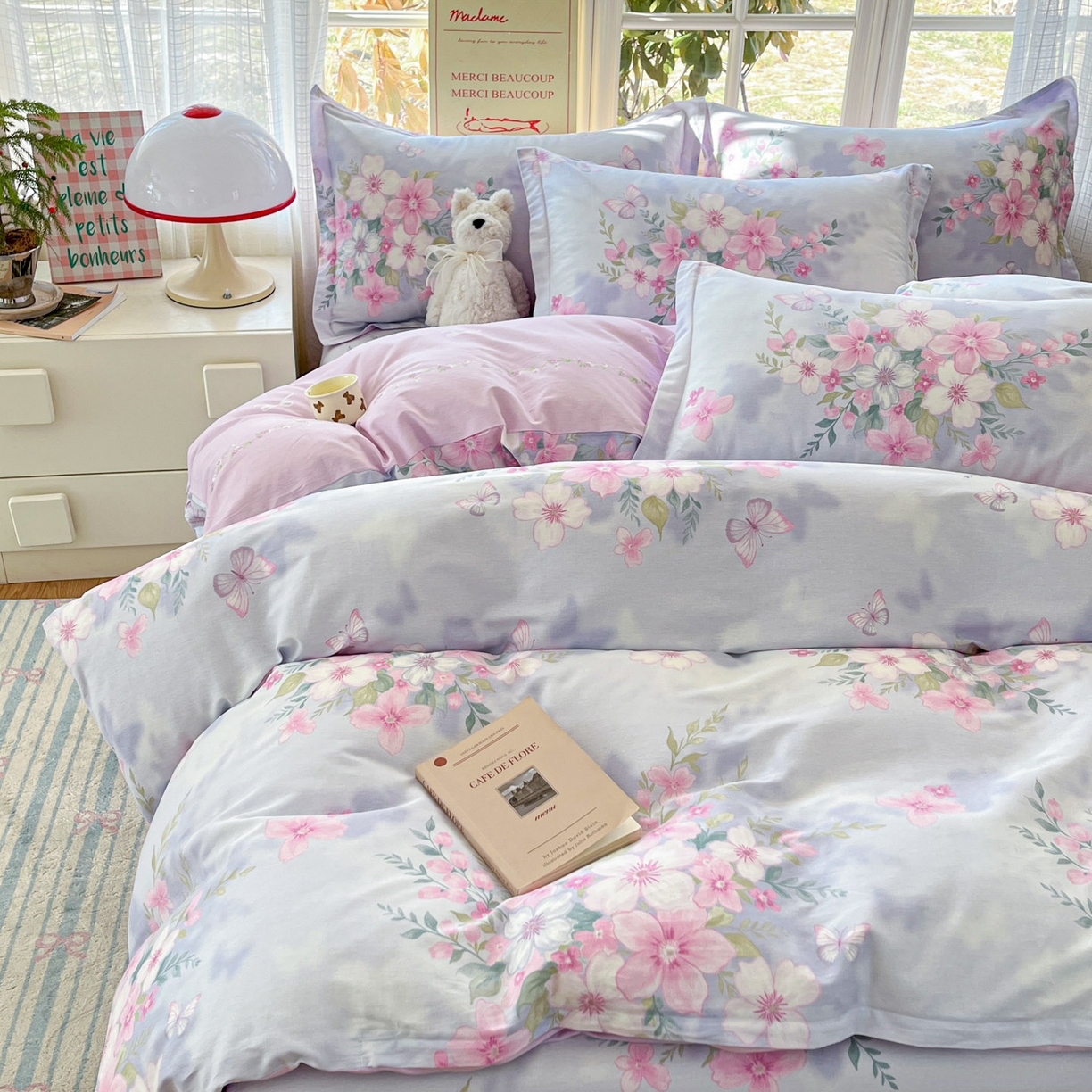 91家纺网 家纺一手货源 找家纺 铭成家纺 2026新款全棉印花小清新单被套（提供买家秀） 恋蝶花香