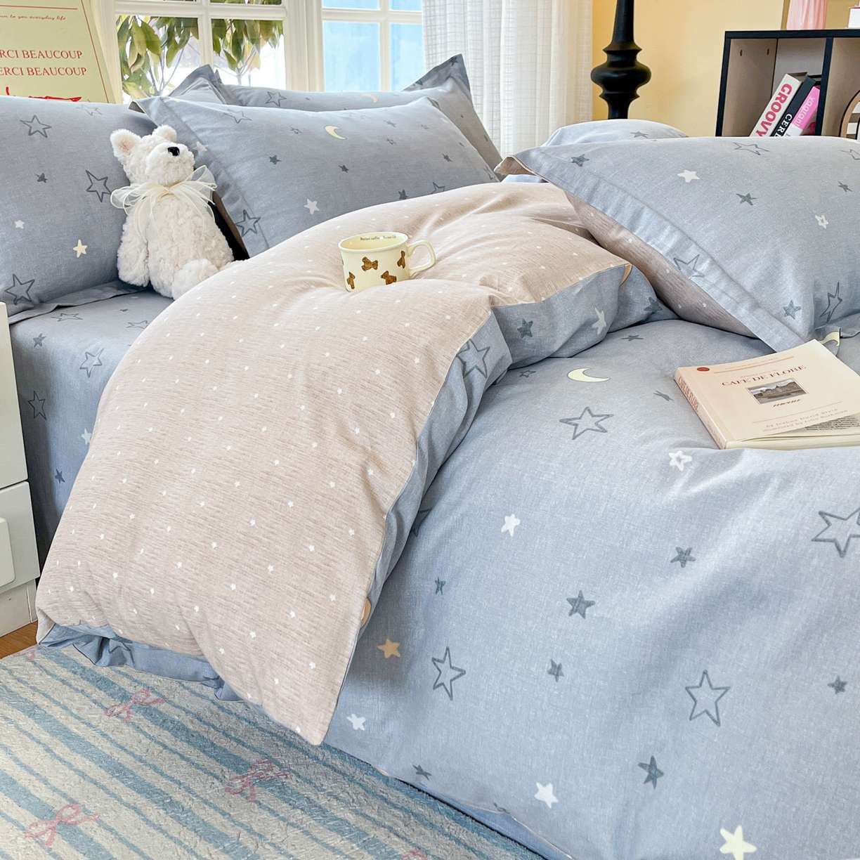 91家纺网 家纺一手货源 找家纺 铭成家纺 2026新款全棉印花小清新单被套（提供买家秀） 暮洛星