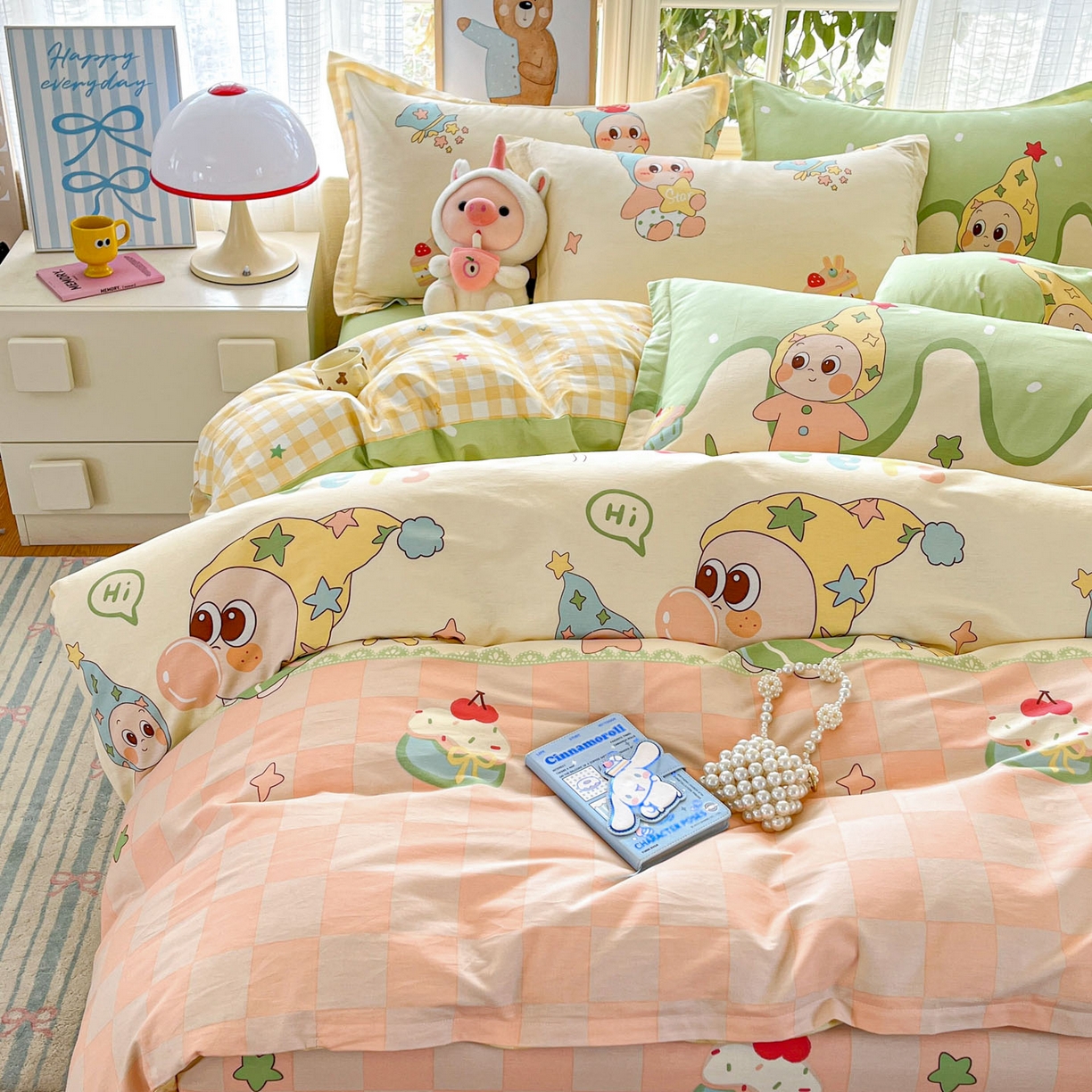 91家纺网 家纺一手货源 找家纺 铭成家纺 2026新款全棉印花小清新单被套（提供买家秀） 泡泡双星