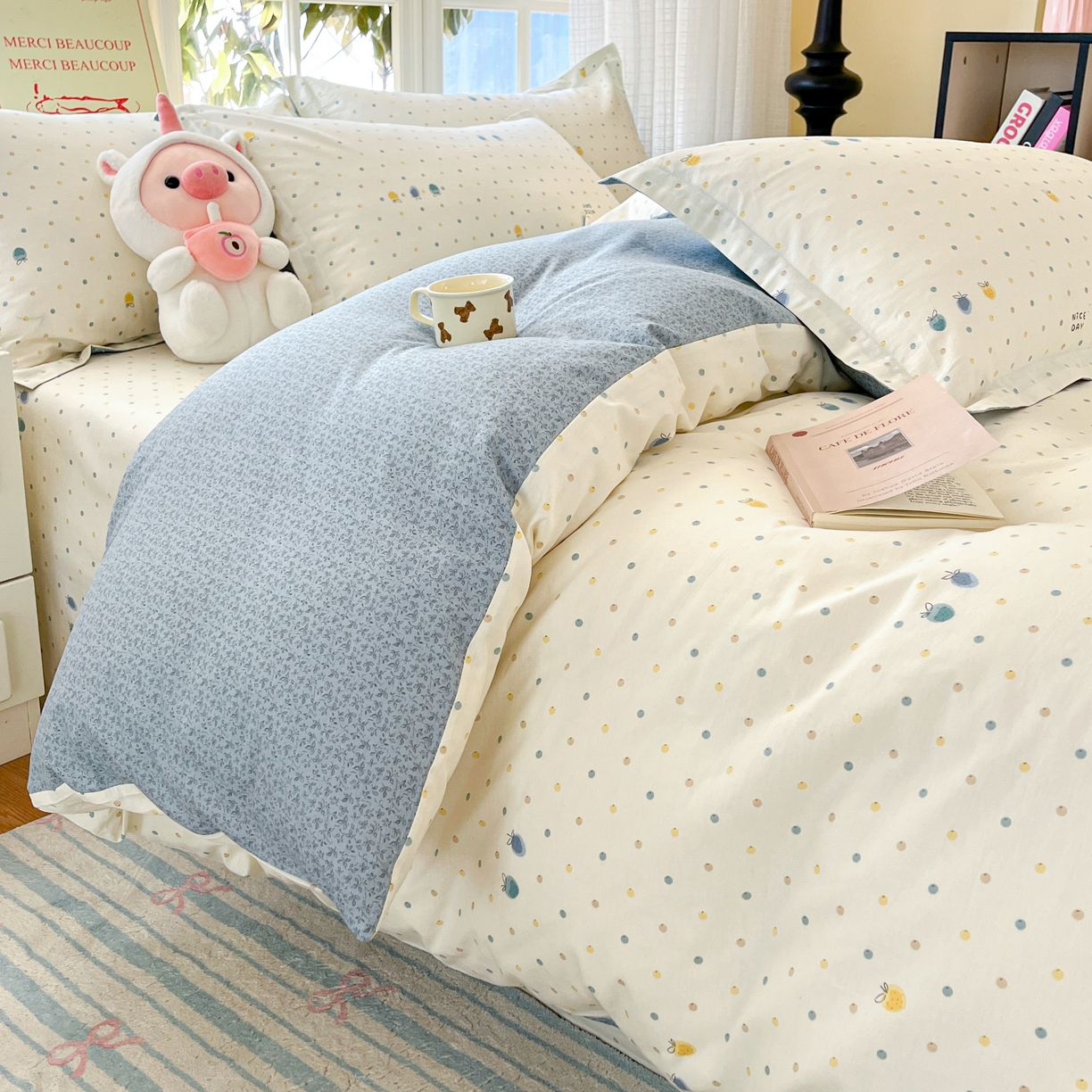 91家纺网 家纺一手货源 找家纺 铭成家纺 2026新款全棉印花小清新单被套（提供买家秀） 青涩草莓