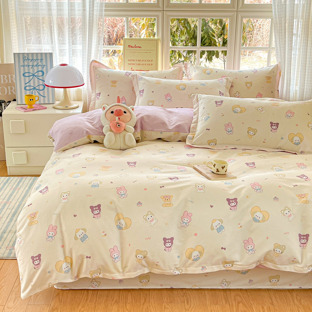 91家纺网 家纺一手货源 找家纺 铭成家纺 2026新款全棉印花小清新单被套（提供买家秀） 糖果萌物园