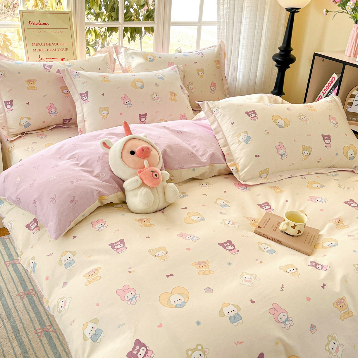 91家纺网 家纺一手货源 找家纺 铭成家纺 2026新款全棉印花小清新单被套（提供买家秀） 糖果萌物园