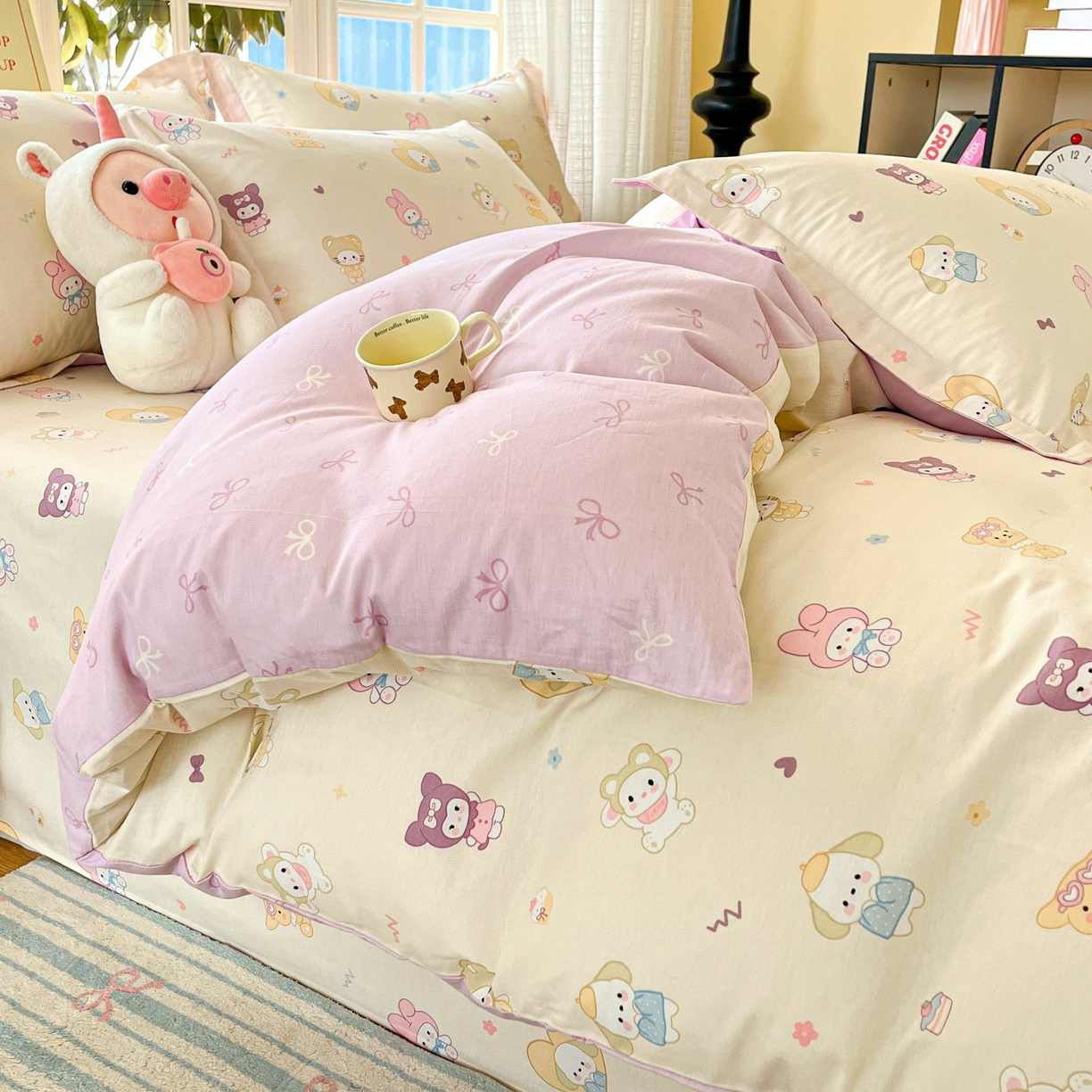 91家纺网 家纺一手货源 找家纺 铭成家纺 2026新款全棉印花小清新单被套（提供买家秀） 糖果萌物园