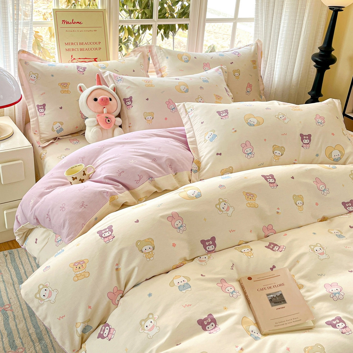 91家纺网 家纺一手货源 找家纺 铭成家纺 2026新款全棉印花小清新单被套（提供买家秀） 糖果萌物园