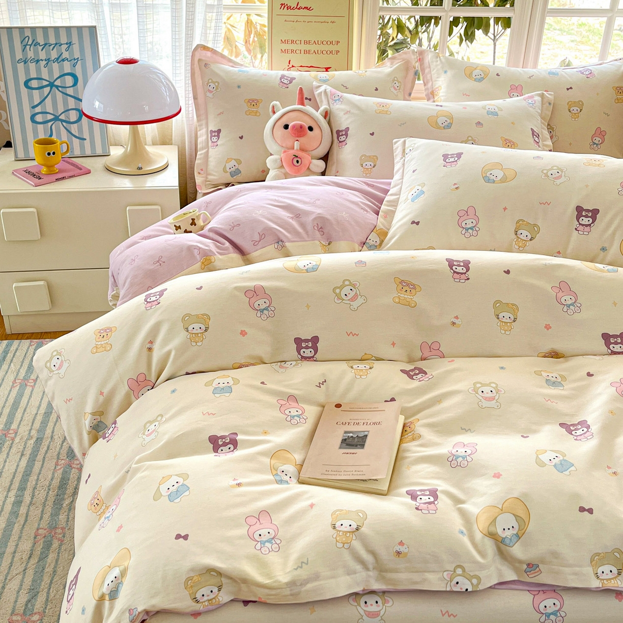 91家纺网 家纺一手货源 找家纺 铭成家纺 2026新款全棉印花小清新单被套（提供买家秀） 糖果萌物园