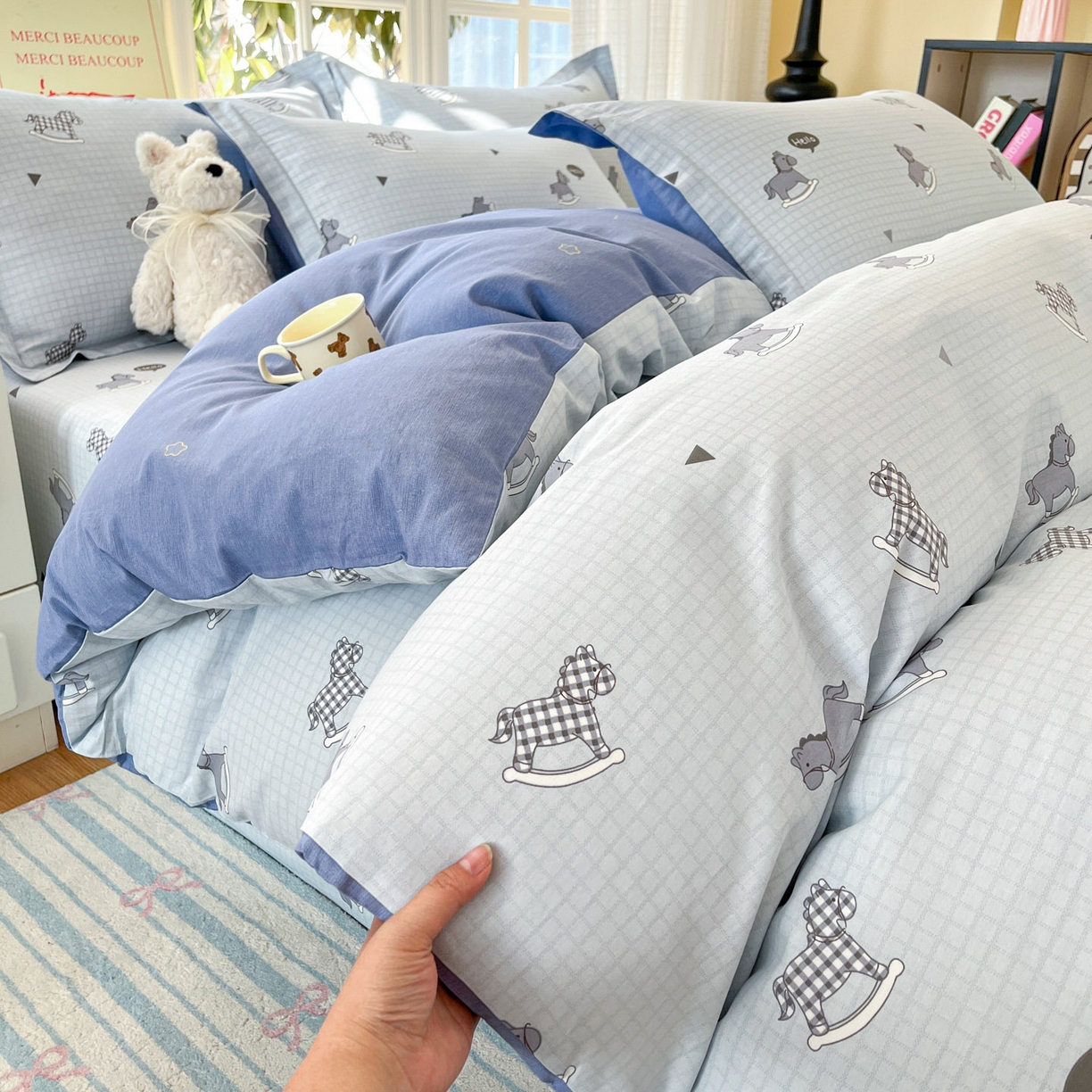 91家纺网 家纺一手货源 找家纺 铭成家纺 2026新款全棉印花小清新单被套（提供买家秀） 特洛伊木马