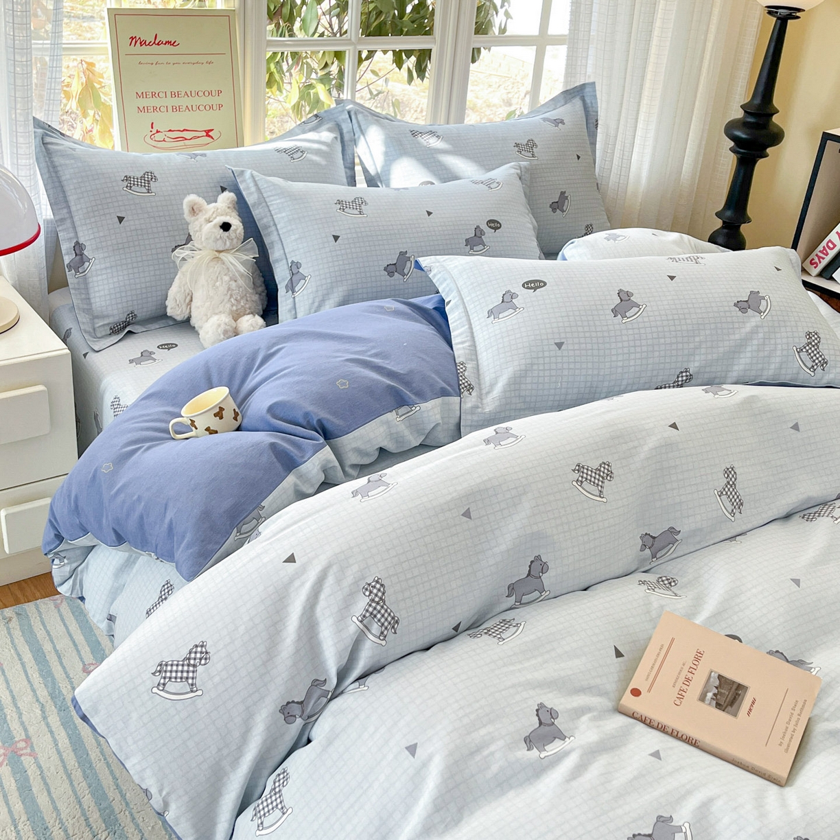 91家纺网 家纺一手货源 找家纺 铭成家纺 2026新款全棉印花小清新单被套（提供买家秀） 特洛伊木马