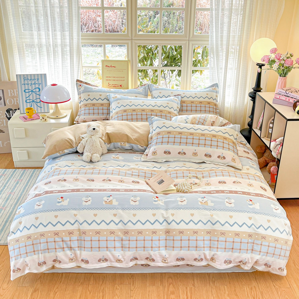 91家纺网 家纺一手货源 找家纺 铭成家纺 2026新款全棉印花小清新单被套（提供买家秀） 甜心伙伴