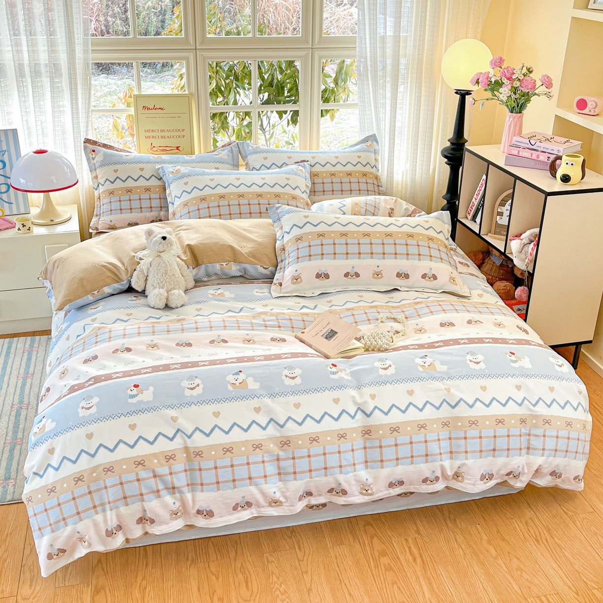 91家纺网 家纺一手货源 找家纺 铭成家纺 2026新款全棉印花小清新单被套（提供买家秀） 甜心伙伴