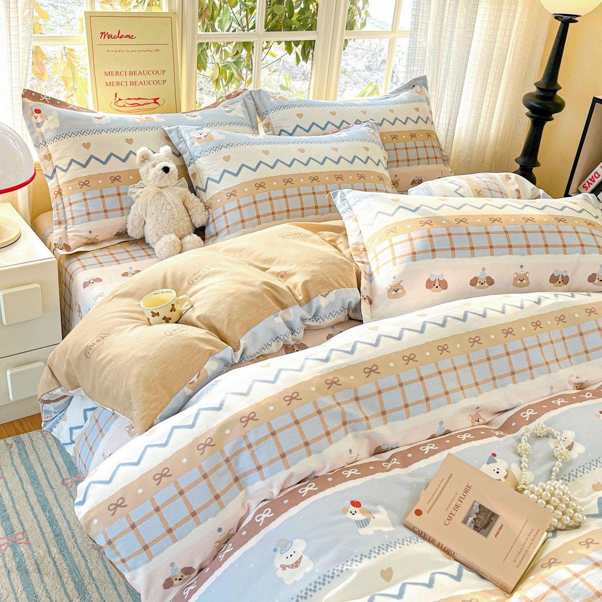 91家纺网 家纺一手货源 找家纺 铭成家纺 2026新款全棉印花小清新单被套（提供买家秀） 甜心伙伴