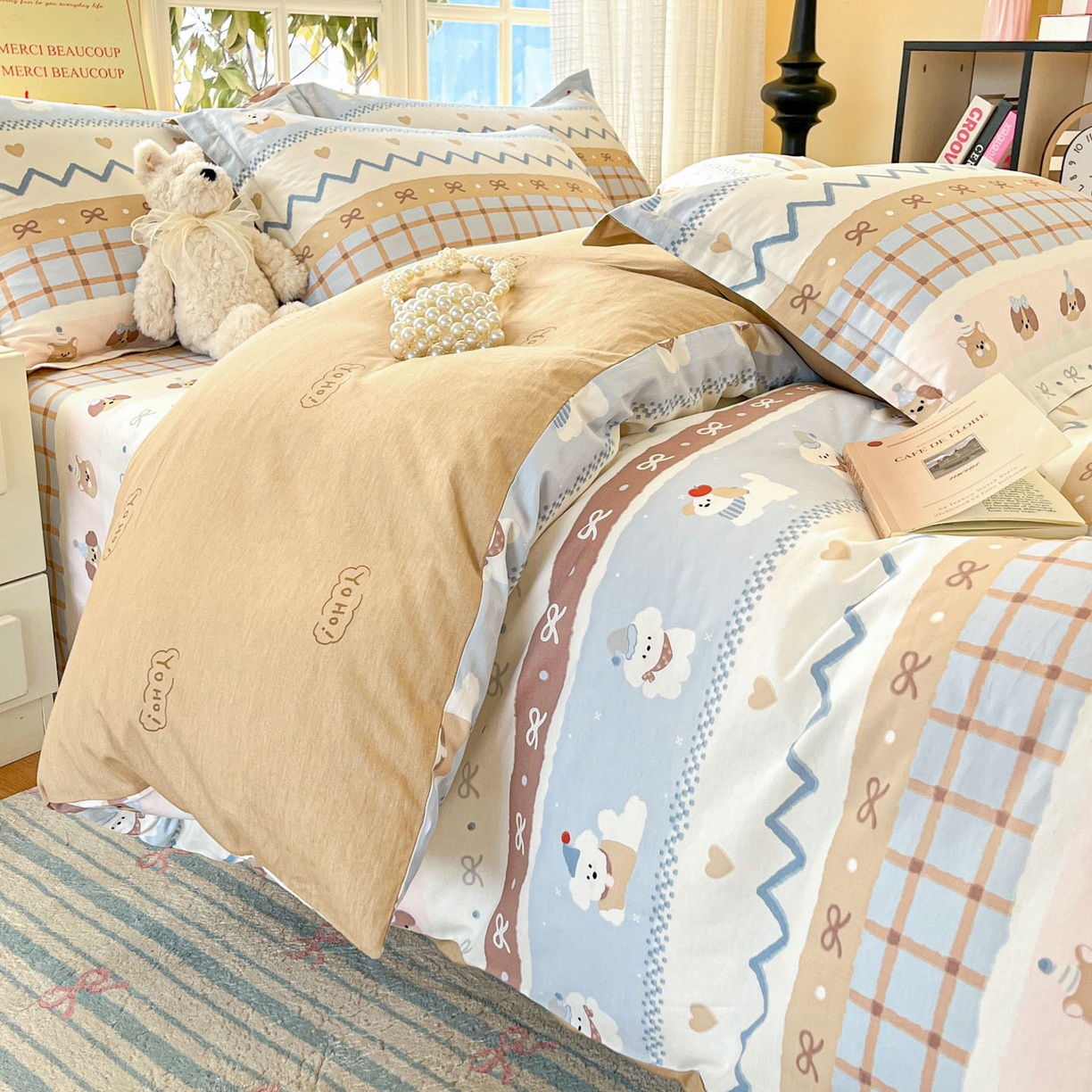 91家纺网 家纺一手货源 找家纺 铭成家纺 2026新款全棉印花小清新单被套（提供买家秀） 甜心伙伴