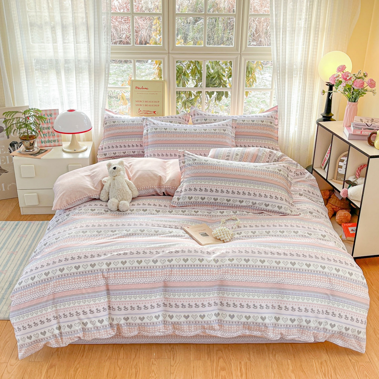 91家纺网 家纺一手货源 找家纺 铭成家纺 2026新款全棉印花小清新单被套（提供买家秀） 心软曲奇