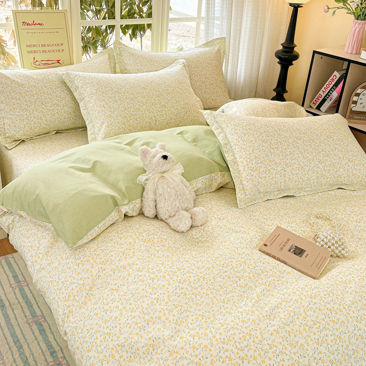 91家纺网 家纺一手货源 找家纺 铭成家纺 2026新款全棉印花小清新单被套（提供买家秀） 杏曳